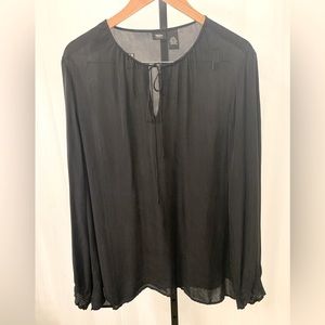 Mossimo Black Sheer Boho Silk Blouse